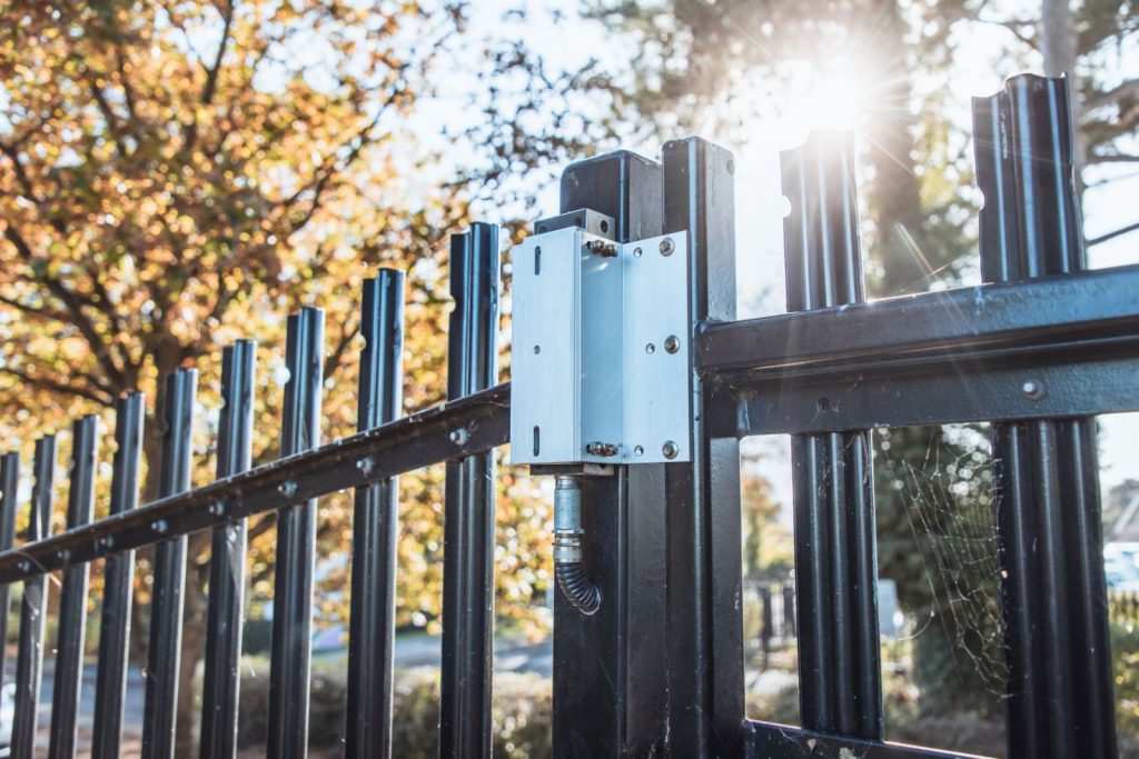 Black metal automatic gate Astra Security Systems
